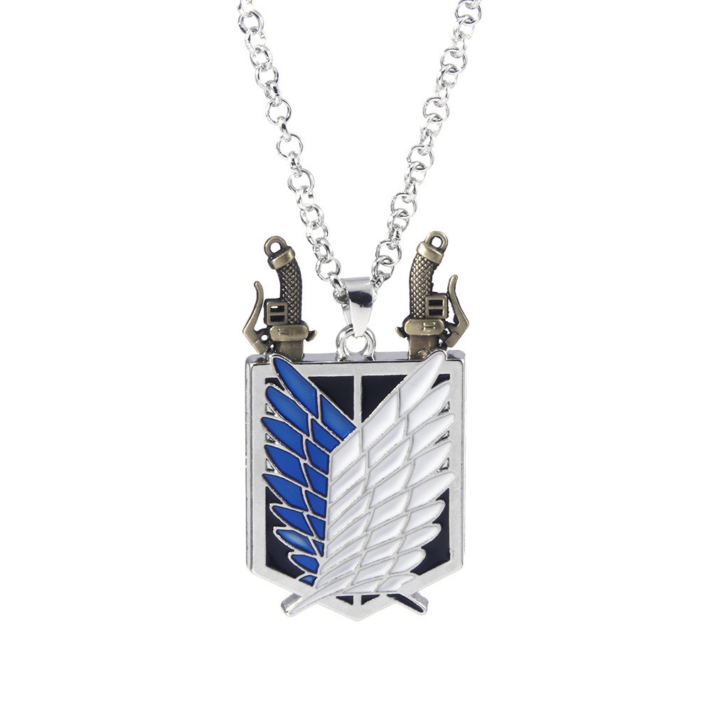 BAECYT Fashion Zinc Alloy Necklace Attack On Titan Detachable Necklaces Liberty Wings Badge Necklace