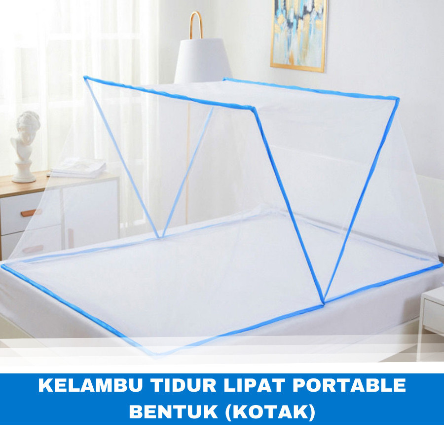 Kelambu Kotak Lipat Portable  Ukuran Lengkap Anti Nyamuk / Kelambu Bulat Lipat Ukuran Jumbo 220X220 