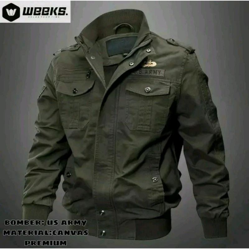 AXULE jaket bomber us army pria jaket motor pria jaket distro jaket bomber canvas pria