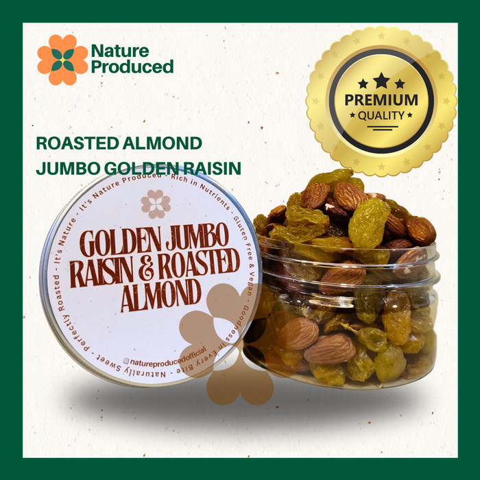 

[Nature Produced] Roasted Almond Golden Jumbo Raisin – Almon Panggang Kismis Jumbo | Camilan Alami