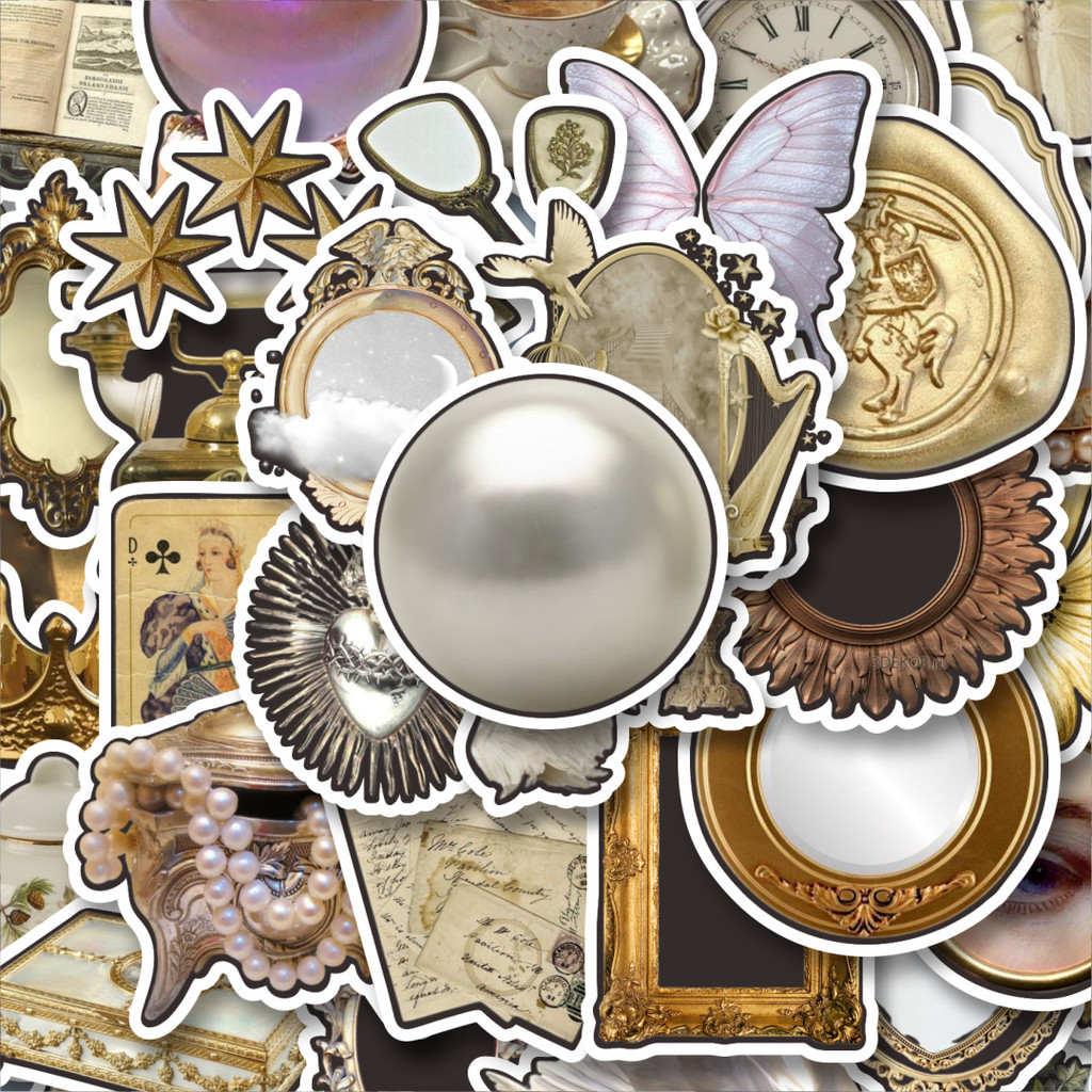 

100PCS Lucu Stiker Golden Royality Colored Retro Aesthetic Mix 1 Stiker Aesthetic Stiker Anti Air Stikers Berperekat Waterproof sticker decal buat Motor Helm Buku Journal Koper Casing HP Laptop Botol Minum Hadiah anak