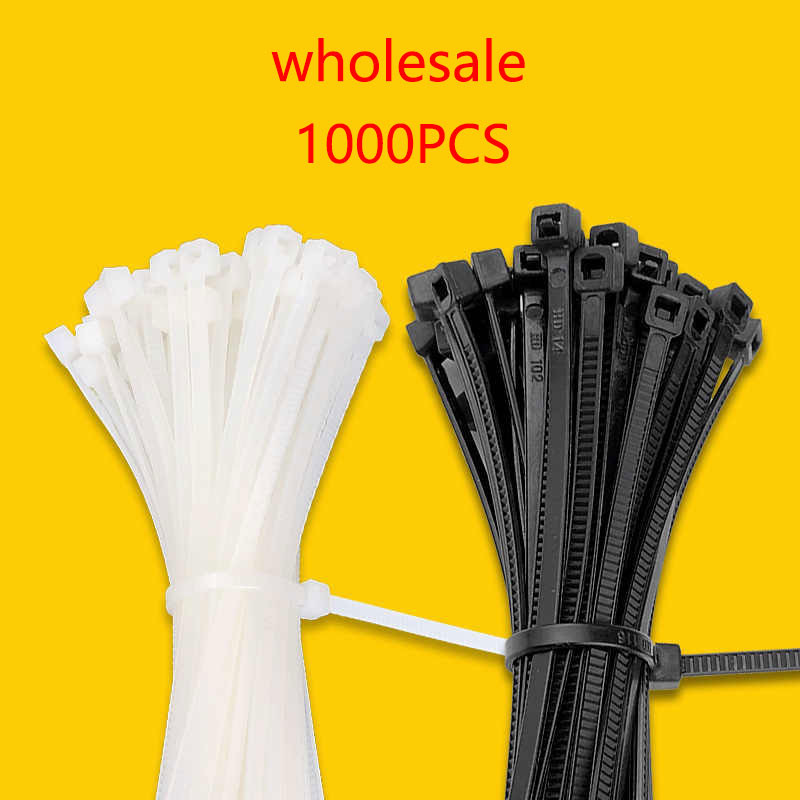 

1000Pcs Self-locking Plastic Nylon Tie Black Zip Wraps Strap Nylon Cable Tie Set Fastening Ring Loop Wire Wrap