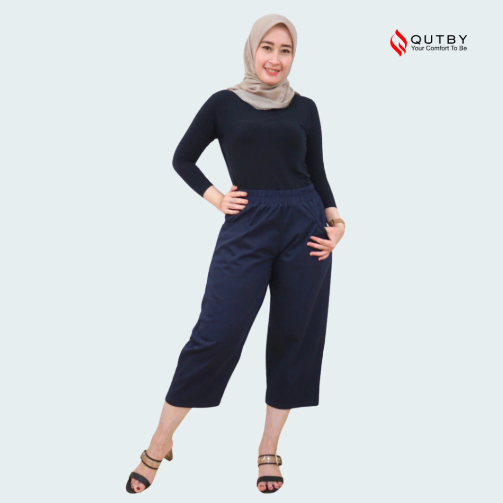 QUTBY - Celana Korean Pants Wanita Korean Style Celana Kulot Korean Katun Streach