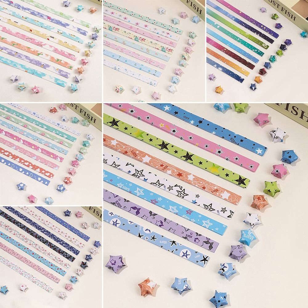 

520 Sheets Creative Colorful Star Origami Paper Cartoon Art Craft Lucky Star Origami Scrapbooking Star Paper Strip Kids Gift