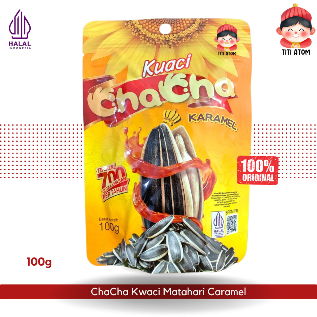 

Chacha Kwaci Kuaci Biji Bunga Matahari Rasa Karamel 100g | Sunflower Seeds Caramel Flavor Snack Manis Renyah