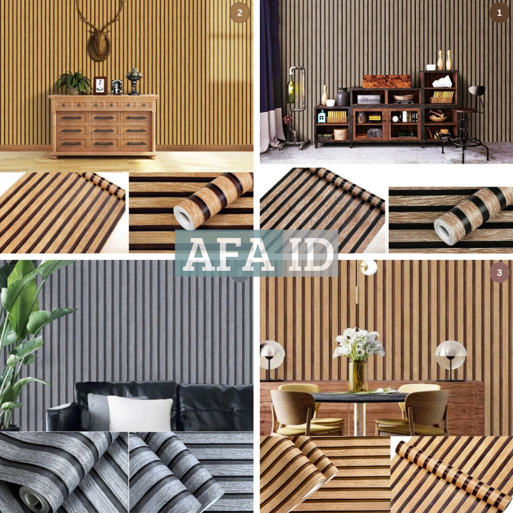 Wallpaper Stiker Dinding Motif WPC Wood Panel Composite Wallpanel 3D Sticker Walpaper COD High Quali
