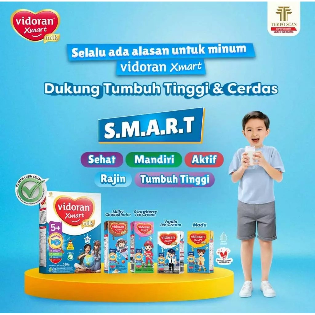 

Susu Vidoran Xmart 5+ 700mL Vidoran Xmart Milk Susu UHT 110ml 175ml ED 2026 susu anak Kids