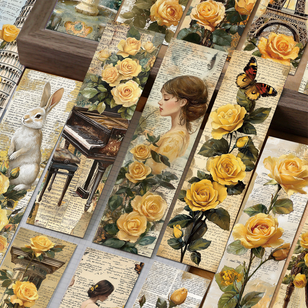 

30pcs Golden Garden Bookmarks Reading Pages Books Annotated Stationary Supplies DIY Cartoon Aesthetic Bookmarks Creative Gifts