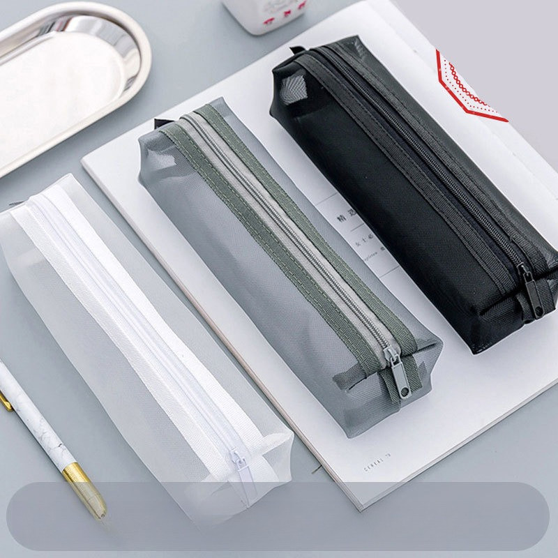 

Large Capacity Stationery for Men and Women Simple Transparent Mesh Pen Bag Pencilcase School Useful Pencils Cases Pencil Kits