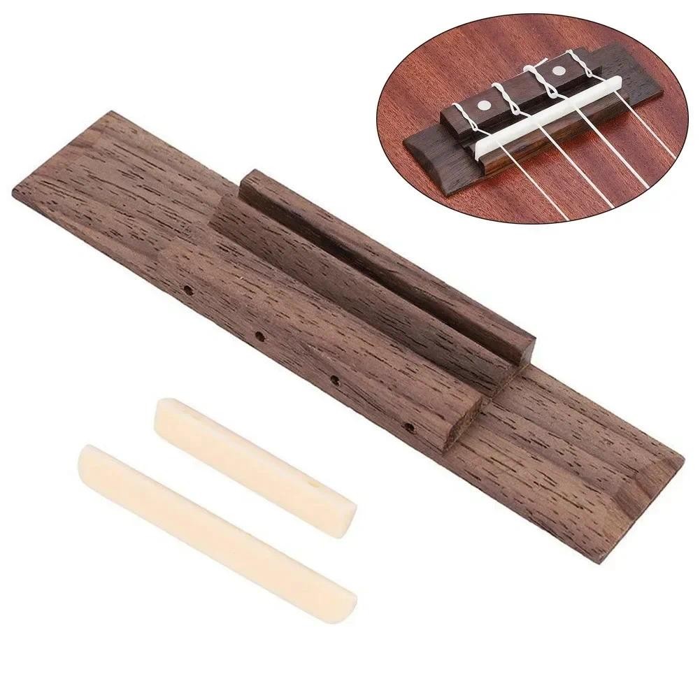 3pcs Ukulele Rosewood Bridge & Nut And Saddle Slotted For Guitar Ukulele Parts DIY Ukulele Musical I