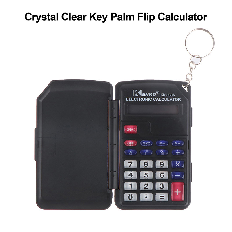 

Protable Digit Calculator Pocket Size Mini Plastic 8 digits Electronic Mini Calculator Keychain Office Supplies