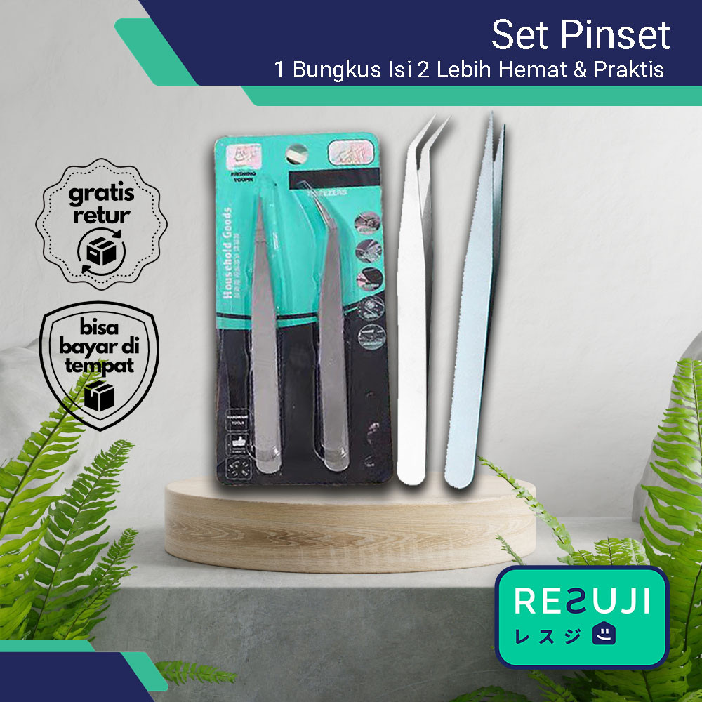 Set Pinset Serbaguna 1 Paket Isi 2 Set Pinset Stainless Steel  Multifungsi Pinset Kombinasi Awet Set
