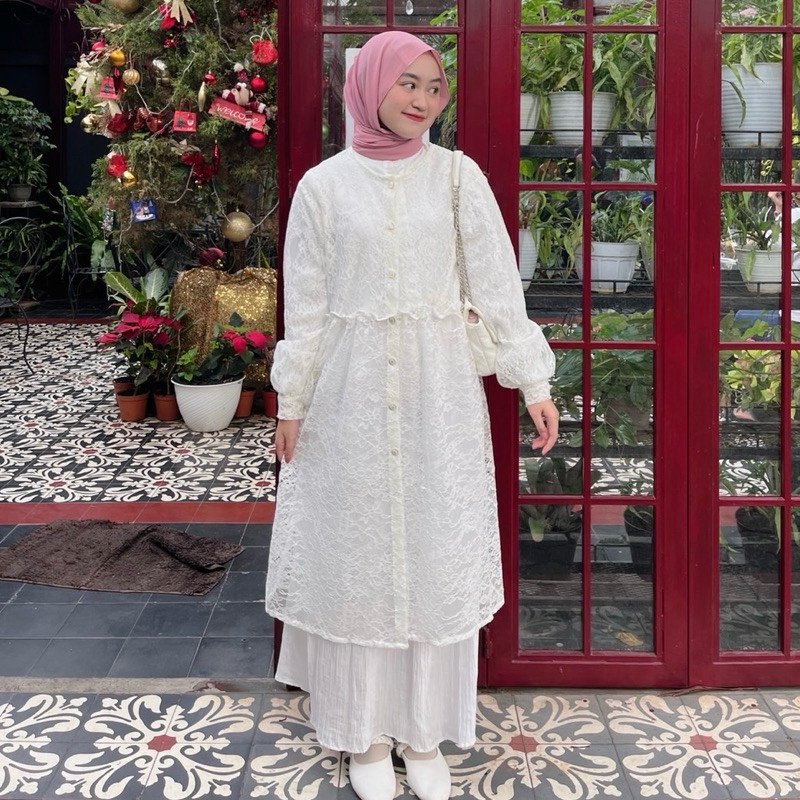 Eifa | Lanny Outer | Outer Brokat | Outer Brukat | Outer Tunik Brokat Panjang