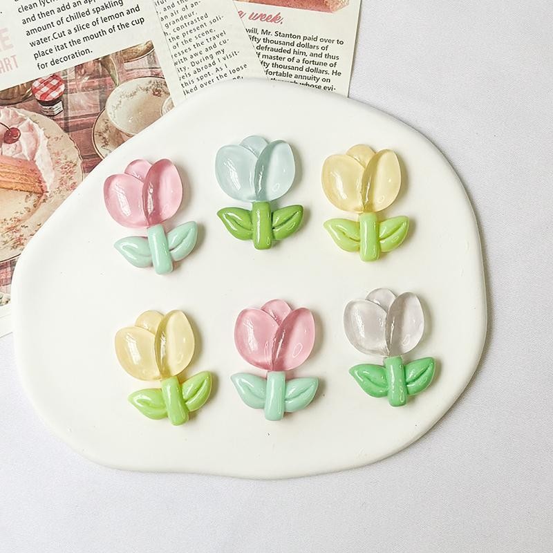 Stiker 3D/Stiker Mobil Tulip/Dekorasi Kendaraan Listrik/Warna Permen Lucu/Bunga Kecil/Dekorasi Helm 