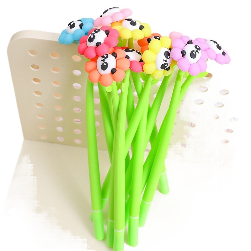 

Wholesale Panda Flower Shake Music Neutral Pen Black Cartoon Creative Student Stationery Wholesale Back To School