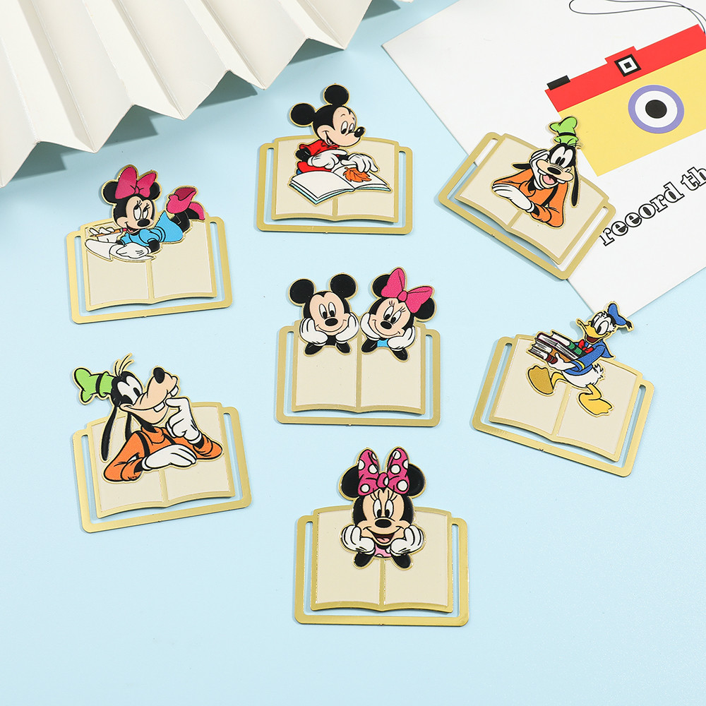

Cute Cartoon Mickey And Friends Bookmarks Anime Book Clips Metal Book Mark Anime Fans Collection Gift for Book Lovers Stationery