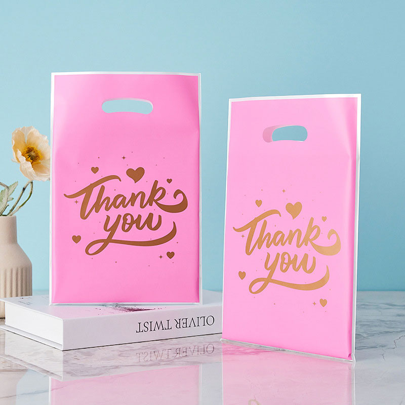 

25/50Pcs Thank You Birthday Candy Goodie Plastic Gift Bag with Handles,Party Favor Bags Ideal for Cookies,Candy