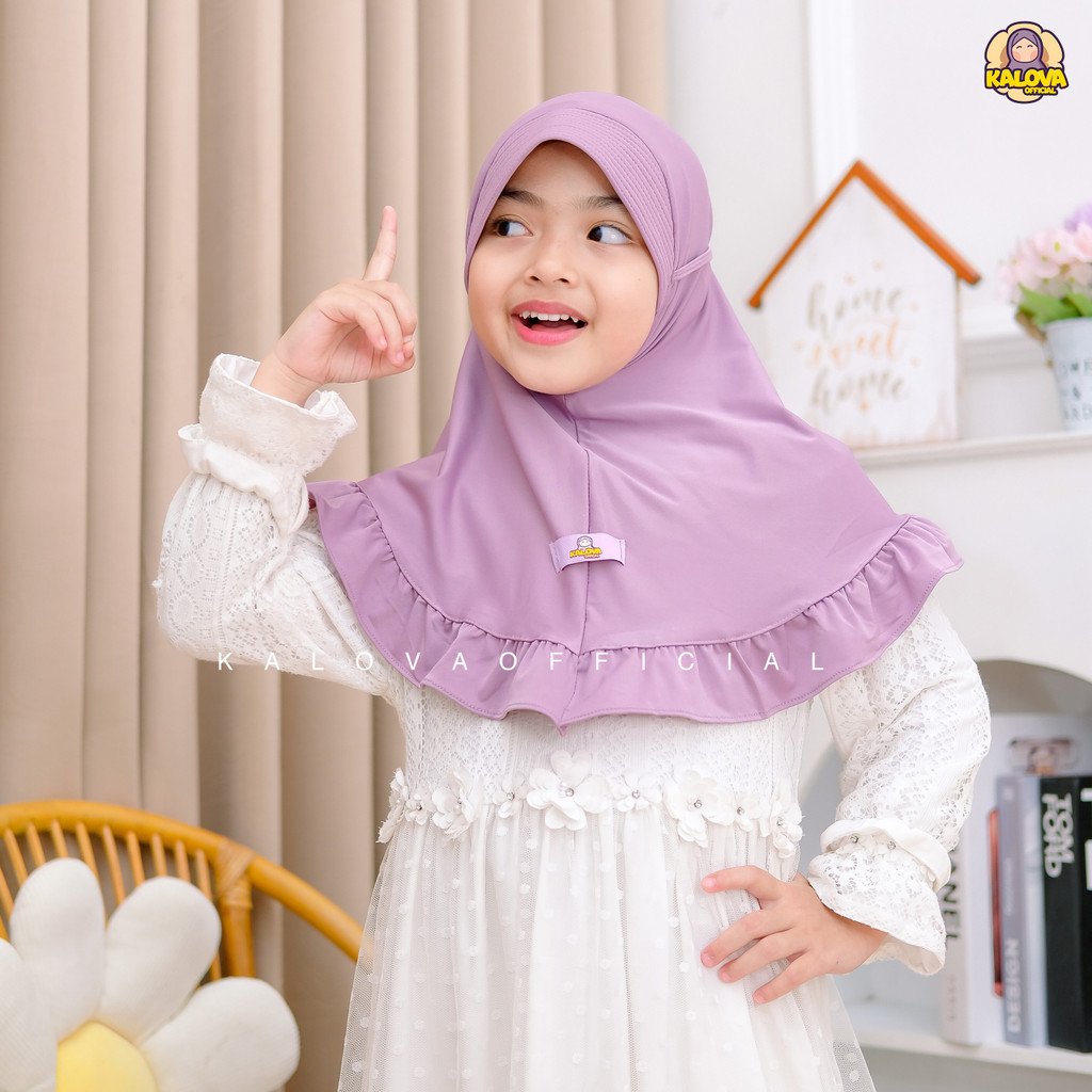 Jilbab Anak Perempuan Usia 3–7 Tahun Hijab Instan Anak Pet Tali Ruffle Kerudung Anak Marsya Bahan Je