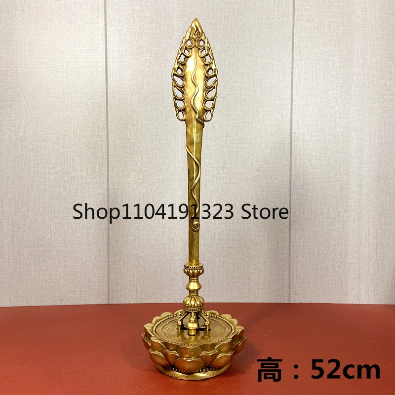 Tibetan Tantra Large Pure Copper Manjushri Wisdom Sword Artifact, Brass Tibetan Manjushri Sword Base