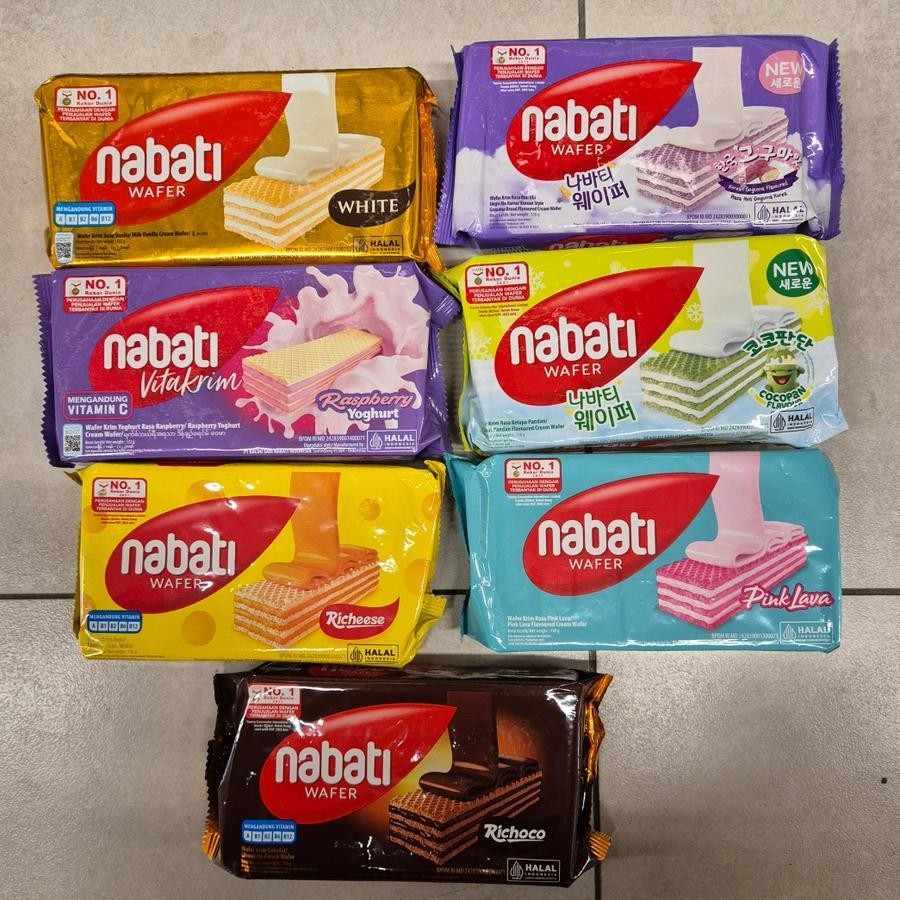 

Nabati Wafer 110gr Rasa COCOPANDAN / COKLAT / PINK LAVA / RASPBERRY YOGURT / KEJU / WHITE / KOREAN GOGUMA