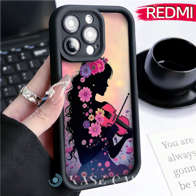Estetik Girl Silicone SoftCase Redmi NOTE 13 Pro Redmi 12 13C Xiaomi-POCO-M4 Pro Soft Polos Hitam TP