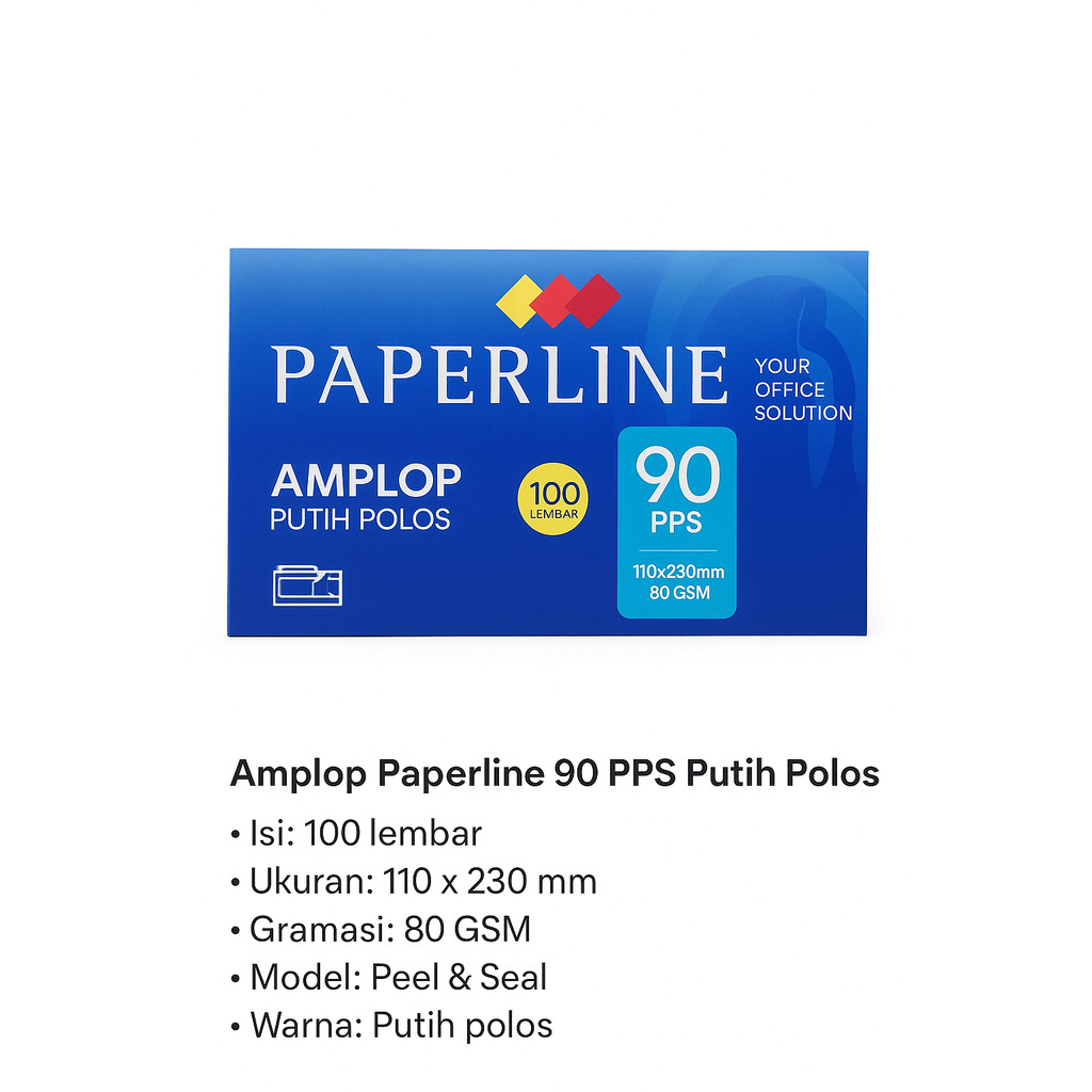 

Amplop Dl Putih Polos Paperline 90 Isi 100 (110 X 230 Mm) 80 Gsm