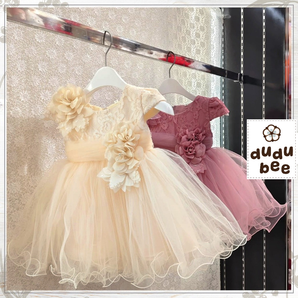 Dress Pesta Aqiqah Gaun Ulang Tahun Bayi Anak perempuan HAILEY Import Mewah Model Korea
