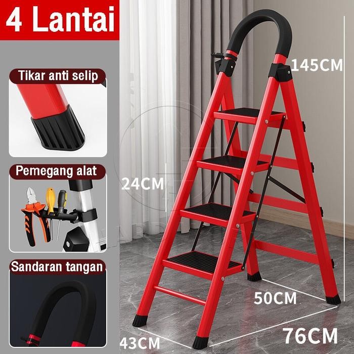 3/4/5/6 Step Tangga Lipat Multifungsi Lipat/Household Ladder 6 Step - 4 langkah