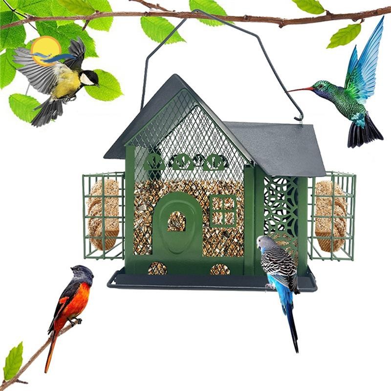 AD76-Hummingbird Feeder Birdhouse - Automatic Dual Birdhouse Metal Outdoor Decor