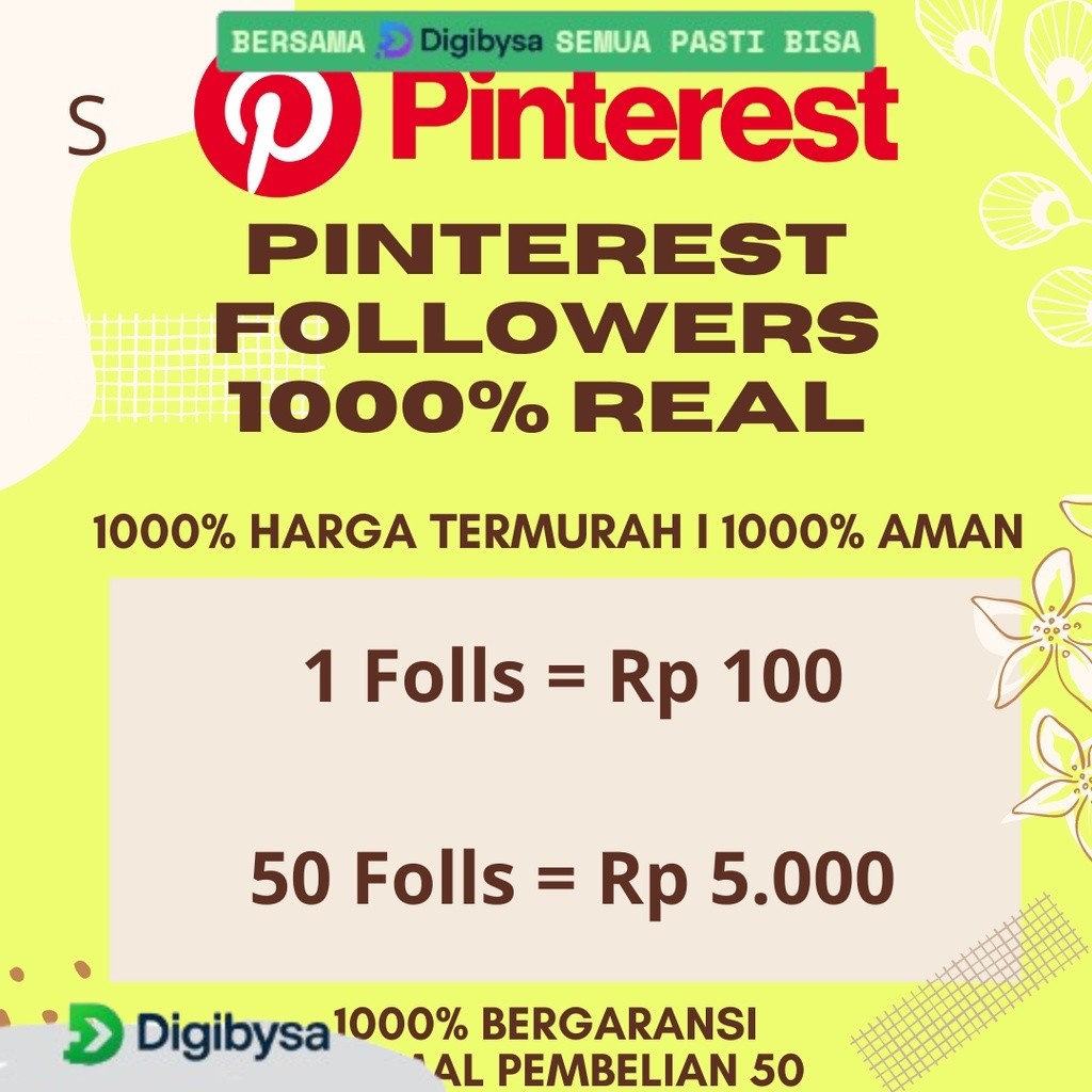 [PROMO] FOLLOWERS FOLLOWER PINTEREST REAL AKTIF GARANSI MURAH PERMANEN NON DROP BELI PROSES CEPAT