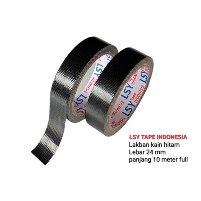 

lakban kain warna hitam / cloth tape 24mm x 10meter full LSY TAPE INDONESIA
