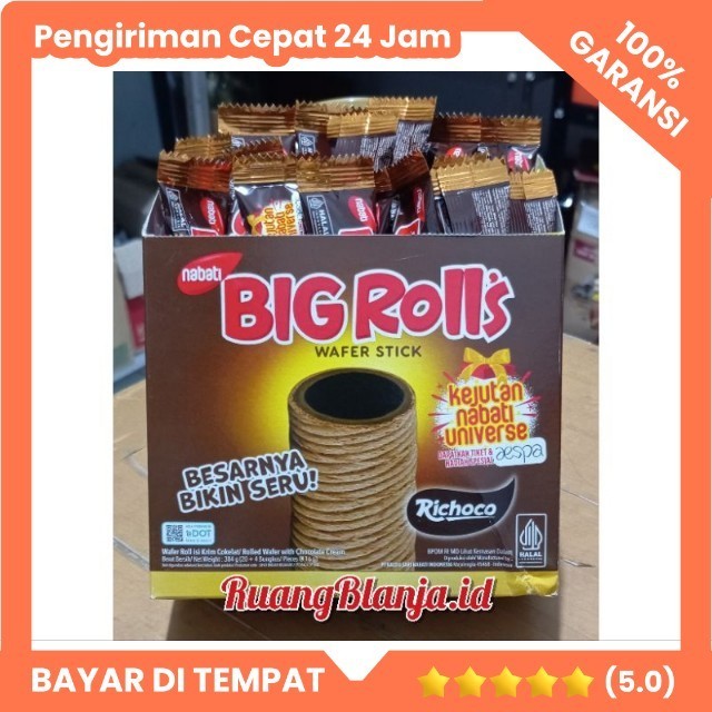 

Nabati wafer BIG ROLL'S 16gr Stick Astor rasa Coklat - Richoco roll