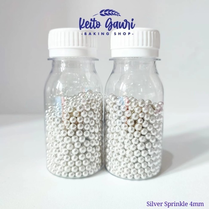 

[[ K23 - BEST SELLER Silver Sprinkle 4 Mm Hiasan Kue Bisa dimakan 50 Gram ]]