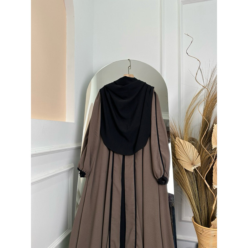 CSR Cardigan Set Syar’i Pasmina Oval Abaya Wanita Bahan Crinkle Airflow