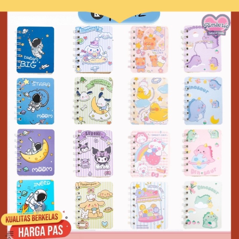 

80 Lembar A7 Notebook Spiral Motif Gambar Kartun Lucu / Buku Catatan Kecil Diary Book / Buku Tulis Anak Kecil