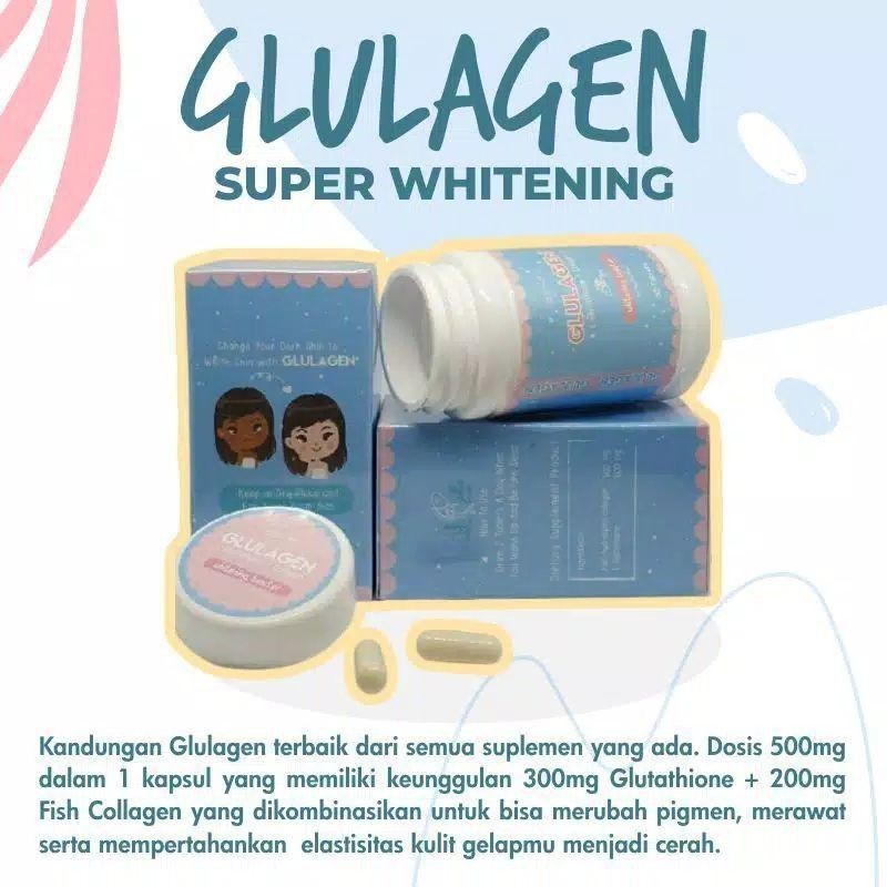 GLULAGEN BY JASMAN SOLAH ASLI ORIGINAL KAPSUL PEMUTIH BADAN/KULIT ALAMI WHITENING CAPSULE  ( PRODUK 