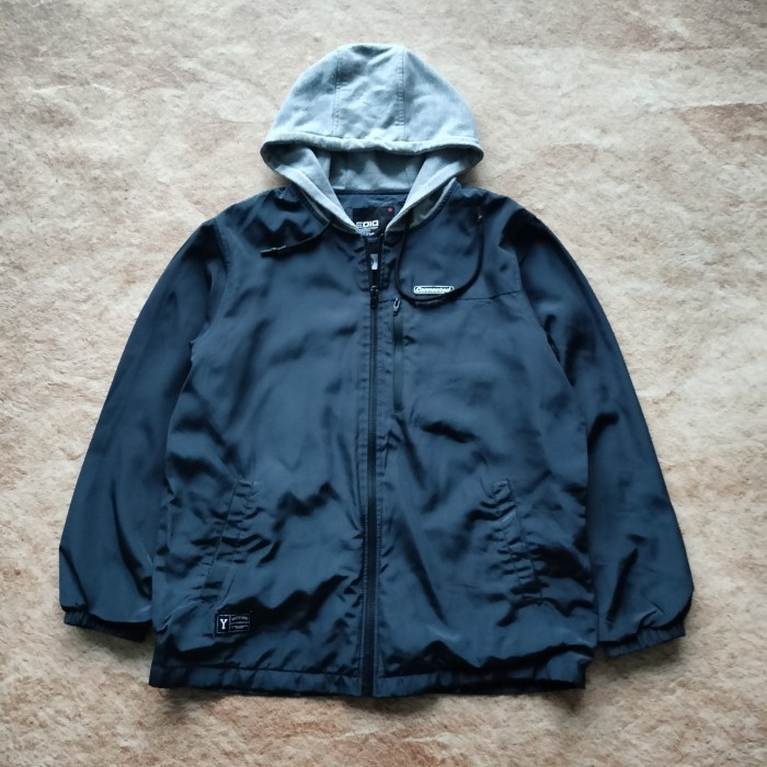 jaket zip hoodie EDIQ navy jaket outdoor waterproof size XL casual murah