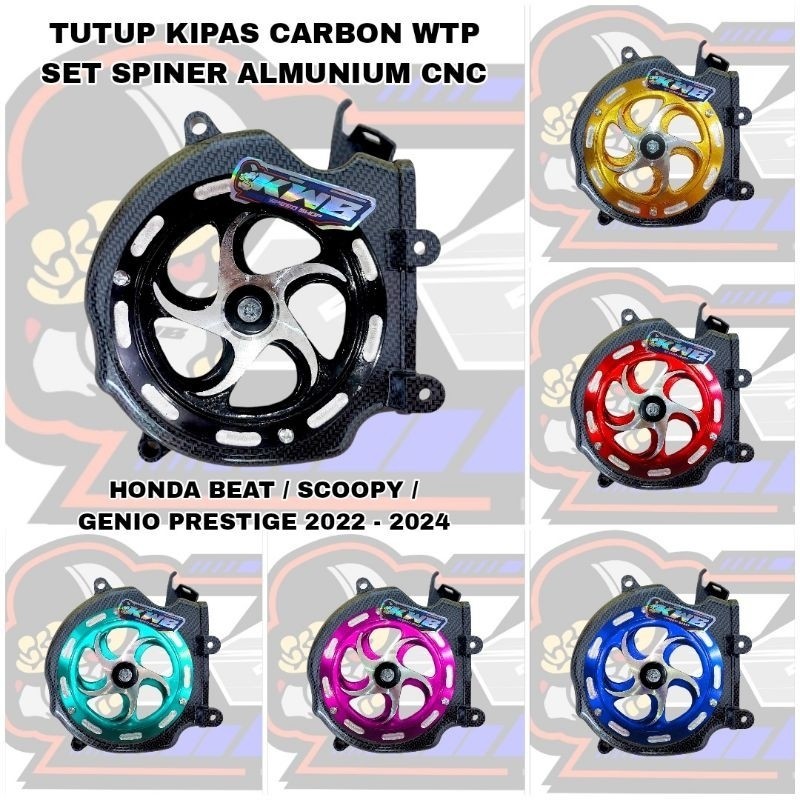 Tutup kipas cover mesin carbon wtp set spiner almunium honda beat prestige 2022 - 2024 / scoopy pres
