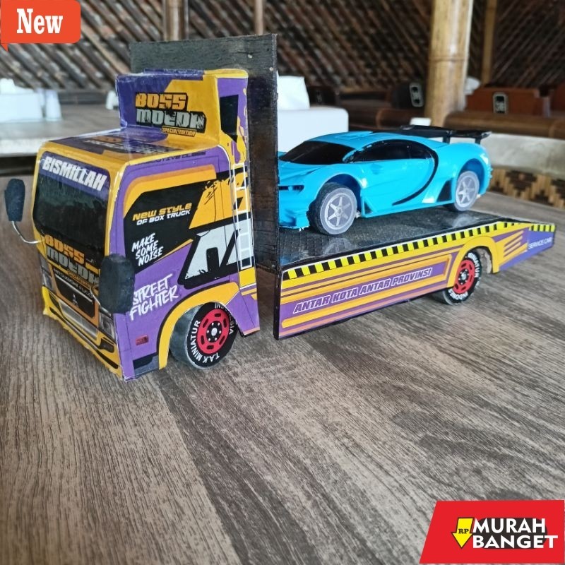 Mobil mainan anak-anak yg lagi viral- Mainan Miniatur TRUK CANTER TOWING sudah berikut Mobil SEDAN B