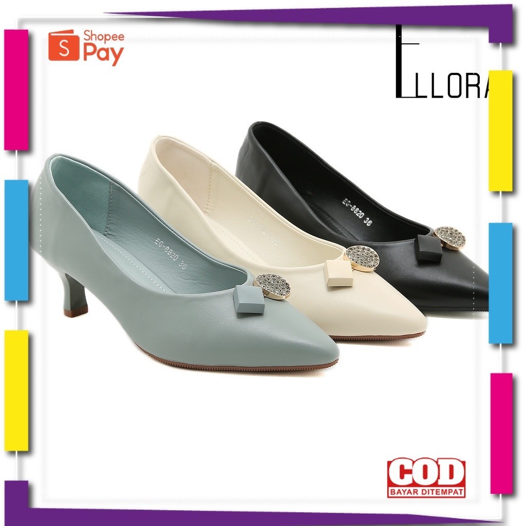 [PREMIUM ORIGINAL] ELLORA EG-8820 Sepatu Heels Wanita Kerja Import 5cm