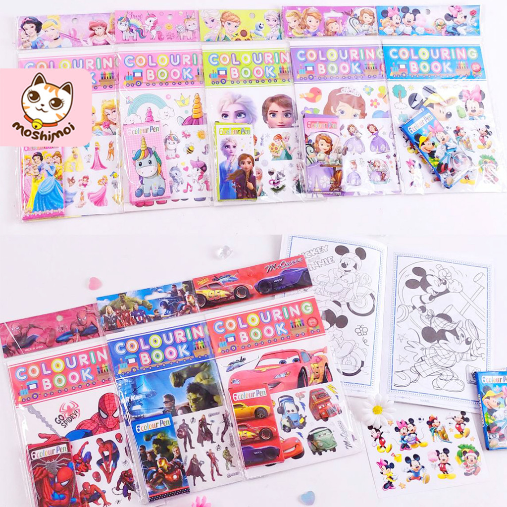 

Buku Mewarnai/Edukasi Mewarnai/Buku Gambar Full Color Ukuran A5 + Stiker dan Crayon Motif Lucu
