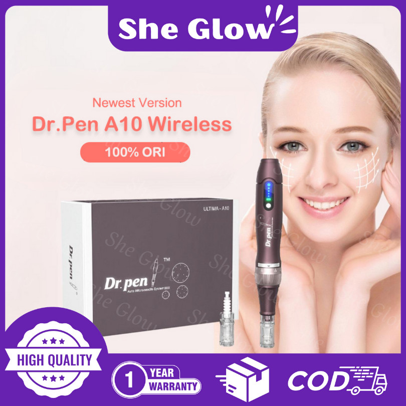 She Glow (GARANSI 1 TAHUN) Newest Dr.Pen A10 Wireless Nano-Needle Electric Alat BB Glow DERMAPEN A10