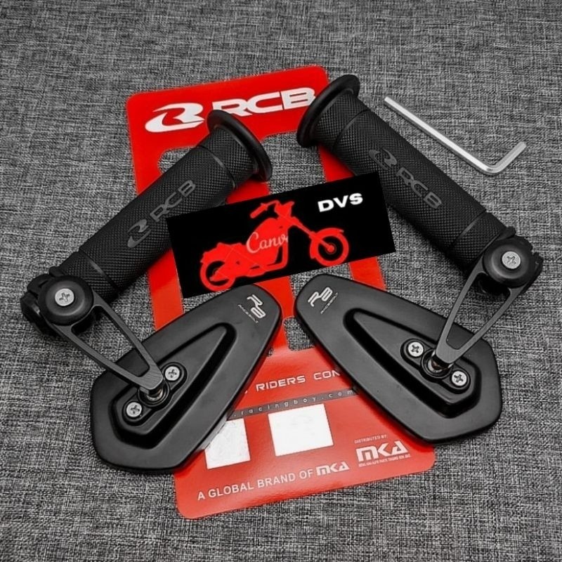 [Paket] Handgrip Sarung Gas Motor RCB Original + Spion Jalu Oval