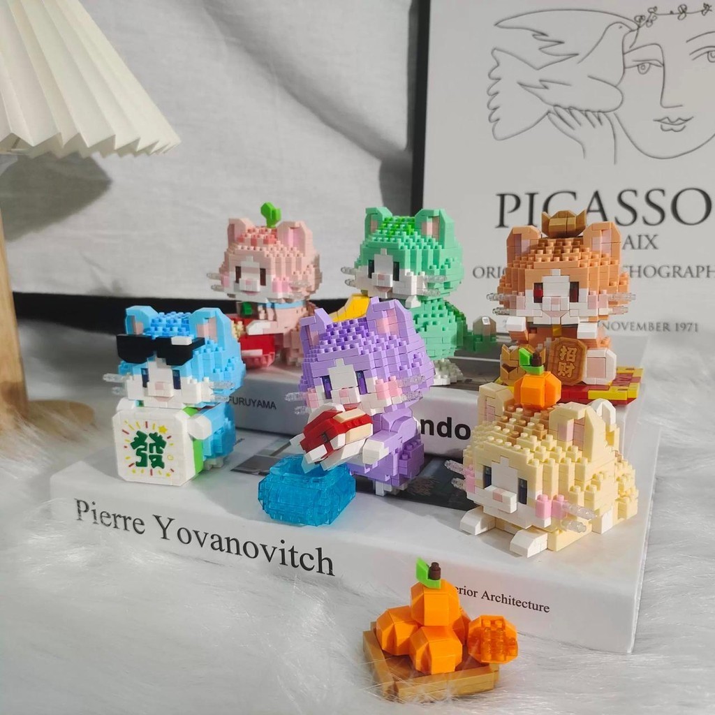 [HARU] Fortune Lucky Cat Series Bricks Balok Sanrio Disney Cute Cartoon Goodie Mainan Balok