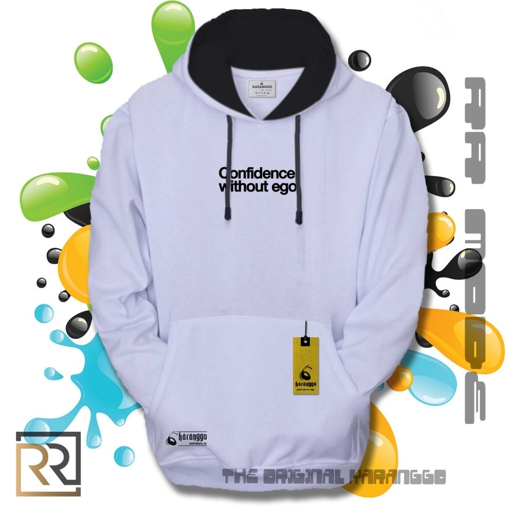 Hoodie Putih Sablon DTF Confidence Cotton Fleece Gramasi 280 Tebal