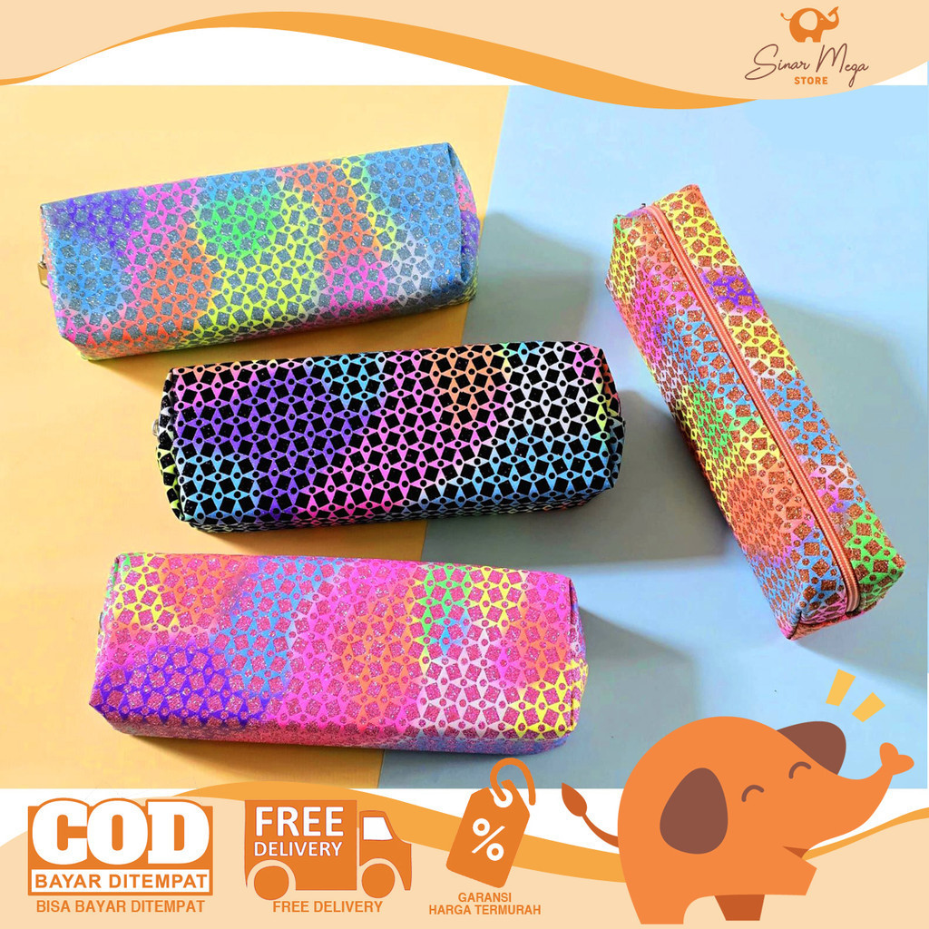 

Fancy Pencil Case Rainbow Glitter PC-502 Tempat Pensil Kain