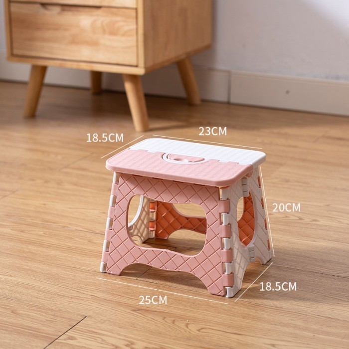 KURSI JONGKOK PLASTIK LIPAT ANAK BANGKU PLASTIK JONGKOK LIPAT PREMIUM - MED-PINK