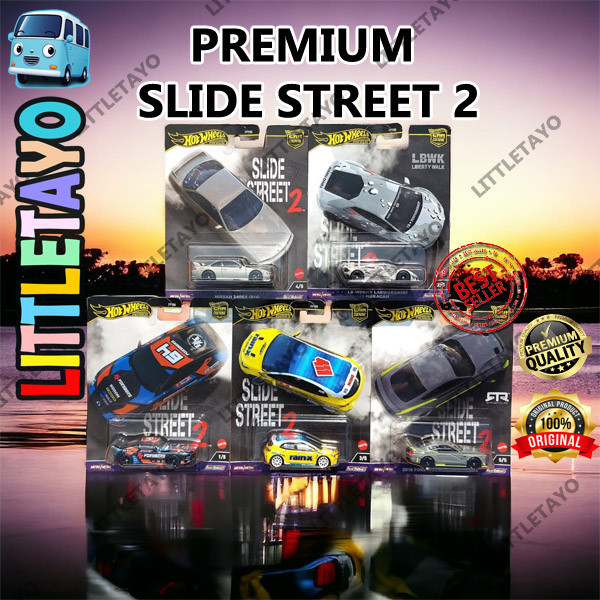 HOTWHEELS PREMIUM SLIDE STREET 2 TOYOTA GR COROLLA LAMBORGHINI HURACAN LBWK NISSAN Z 240SX MUSTANG