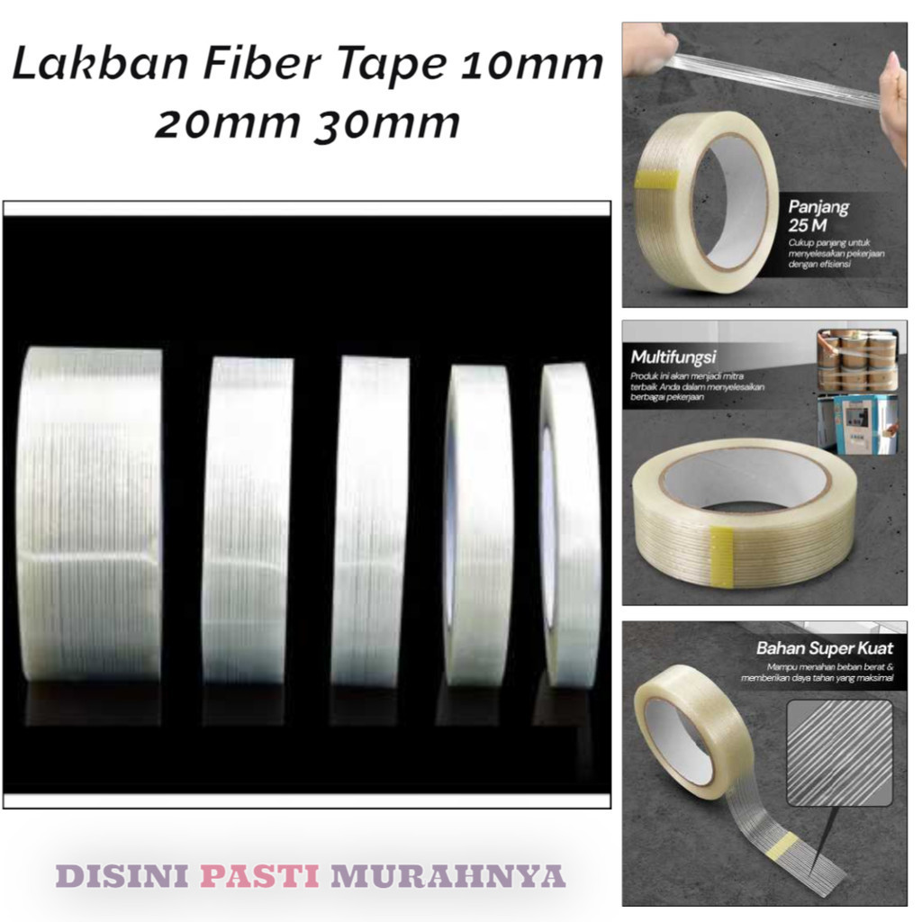 

THFS Lakban Super Strong Fiber Tape Isolasi Bening 25M GF25M