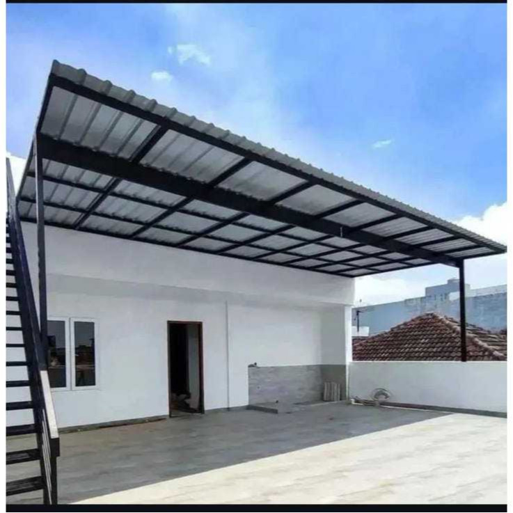 kanopi alderon minimalis  rangka besi holo galvanis